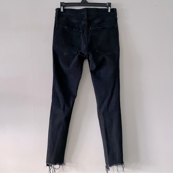 COPY - Nili Lotan Womens High Rise Skinny Jeans Jet Black Reverse Step Hem Fray - Picture 10 of 15